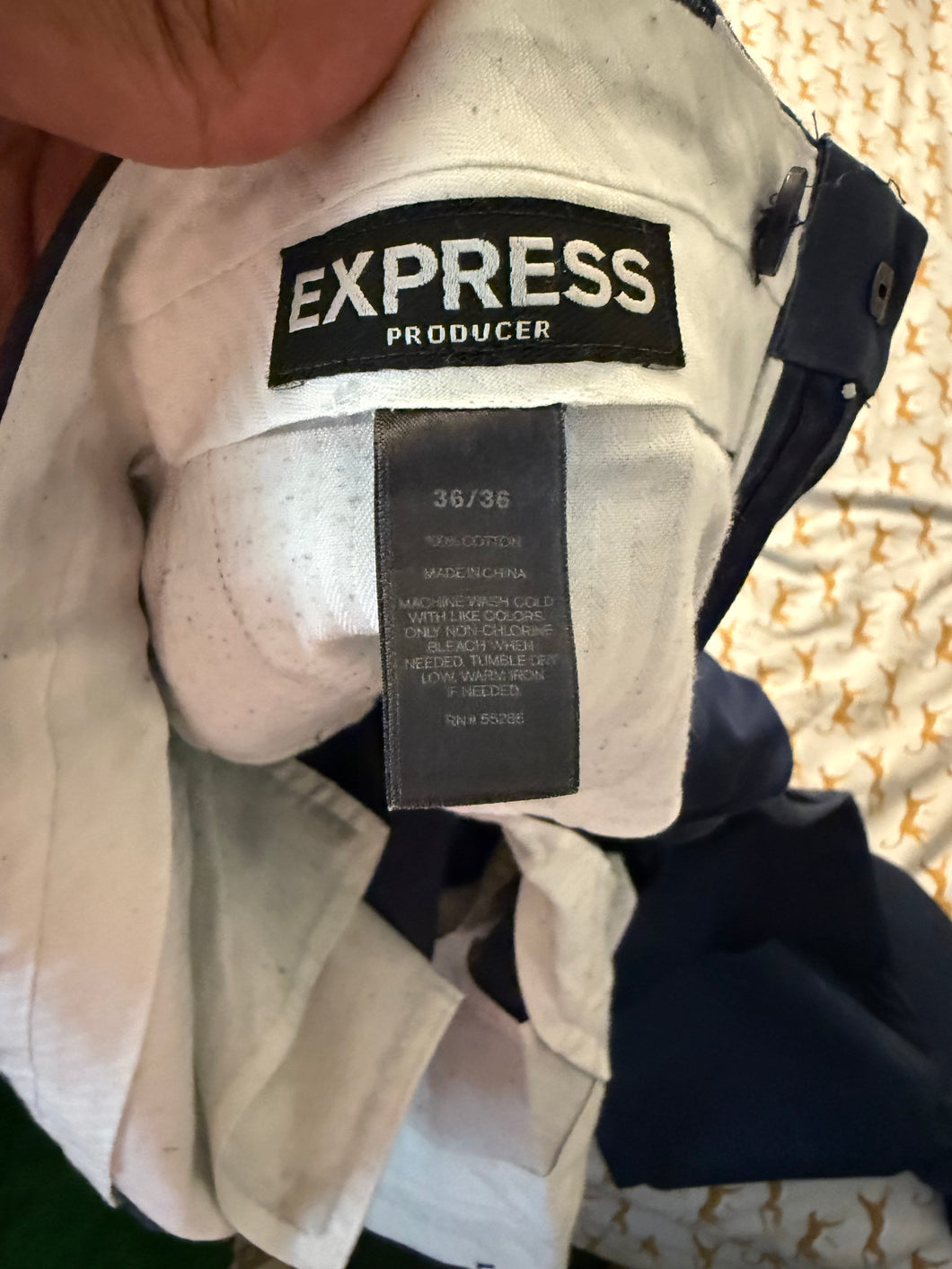 Express Blue Chinos Straight Leg Cotton Blend